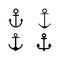 Set of anchors. Vector illustrationA set of silhouettes of anchors isolated on white background. Anchor icon simple sign. Anchor i