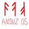 Set of ancient runes. Versions of Ansuz rune with German, English and Old Scandinavian titles