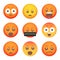 Set of anger emoticon smile icons. Cartoon emoji set. Vector emoticon set