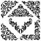 A set of angular ornaments. Ideal for stencil. Ornate tracery of swirls and leaves
