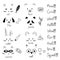 Set animal abstract design vector Negative space style.