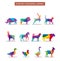 Set Of Animal Colorfull Logo Design Illustration . Wild animals jungle pets logo colorful of geometric polygon abstract character