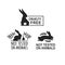 Set animal logo cruelty free. Sign with silhouette rabbit and flower and nature leaf. Design stapm for product not