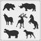 Set of animal silhouettes. Savannah, forest, farm animals. Design template for emblems, stickers and logos.