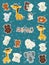 Set of Animals giraffe, elephant, rabbit, bear, grizzly, polar bear, cats, dogs, elephant stickers with white border