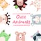 Set animals - giraffe, hedgehog, cow, bull, rhino, raccoon, bear, frog, deer.