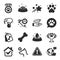 Set of Animals icons, such as Winner cup, Dog feeding, Pets care symbols. Vector