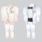 Set of animated mens clothing. Groom suit for wedding celebration isolated on a gray background. Vector close-up cartoon