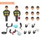 Set for animation of firefighter in uniform