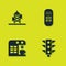 Set Antenna, Traffic light, Coffee machine and Remote control icon. Vector