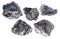 Set of anthracite coal stones cutout on white