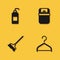 Set Antibacterial soap, Hanger wardrobe, Mop and Trash can icon with long shadow. Vector