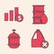Set Antifreeze canister, Pie chart infographic and dollar, Barrel oil and Propane gas tank icon. Vector