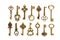 A set of antique, decorative, ornate keys. Isolated on a white