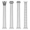 A set of antique Greek and historical columns with Ionic, Doric and Corinthian capitals Vector line illustration