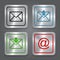 Set app icons, metallic email, envelope buttons.
