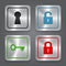 Set app icons, metallic lock buttons collection.