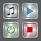 Set app icons, metallic media player buttons colle