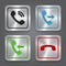 Set app icons, metallic phone buttons.