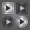 Set app icons, realistic metallic Play button with