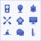 Set Aqualung, Scallop sea shell, Knife, Floating buoy on the, Paddle, Turtle and Gauge scale icon. Vector