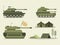 Set of Army transport Combat Vehicles collection with tanks military vehicles,Equipment  for the war,Vector illustrations.