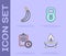 Set Aroma candle, Banana, Sport training program and Weight icon. Vector