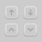 Set arrow icon. Neumorphism. Swipe up, arrow up buttons in neumorphic style. Arrow down and arrow up icon