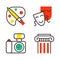 Set of art icons in flat design camera picture brush palette entertainment symbols and artist ink graphic color