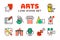 Set of art icons in flat design camera picture brush palette entertainment symbols and artist ink graphic color