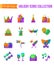 Set of art, theater, cinema and music flat icons compositions with scene, music instruments, painting and writing
