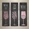 Set of art wine glass banners and labels
