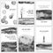 Set of artistic creative Save the nature cards with hand drawn textures, Monochrome