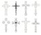 Set of artistic crosses in black, religion, fantasy, isolated.