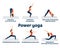 Set asanas, power yoga poses, dynamic muscle exercises,