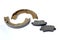 Set of asbestos brake pads and brake shoes.