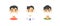 Set of Asian American male characters. Cartoon style masked people icons. Isolated guys avatars. Flat illustration protected men