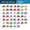 Set of Asian flags - Vector illustrations
