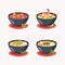 Set of Asian typical soup, Thailand cuisine, food illustration