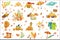 Set Of Associated With Autumn Objects. Seasonal Symbols In Cute Detailed Cartoon Style