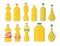 Set of assorted bottles with vegetables oil flat vector illustration isolated on white background