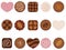 A set of assorted chocolate icons.