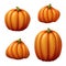 Set of assorted shapes pumpkins clip art illustration, vegetables isolated on white background