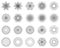 Set of asymmetric Guilloche Rosette stamp element design vector templates.