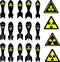 Set of atomic bombs and radiation signs