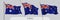 Set of Australia waving flag on isolated background vector illustration