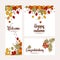 Set of autumn backgrounds. Colorful banners with autumn leaves and rowan