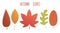 Set of autumn leaves in different colors. Vector flat style illustration.