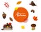 Set of autumn vector isolated elements.