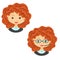 Set of avatar cute cartoon ginger girl in glasses